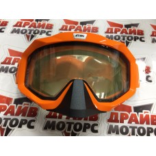 Очки мотокросс/снегоход (двойное стекло) ATAKI HB-811  оранжевые глянцевые