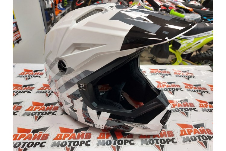 Шлем (кроссовый) FLY RACING KINETIC THRIVE белый/черный/серый (2021)