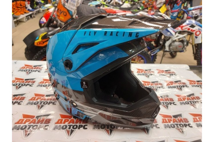 Шлем (кроссовый) FLY RACING KINETIC STRAIGHT EDGE синий/серый/черный (2021)