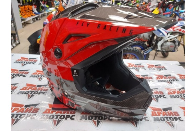 Шлем (кроссовый) FLY RACING KINETIC STRAIGHT EDGE красный/черный/серый (2021)