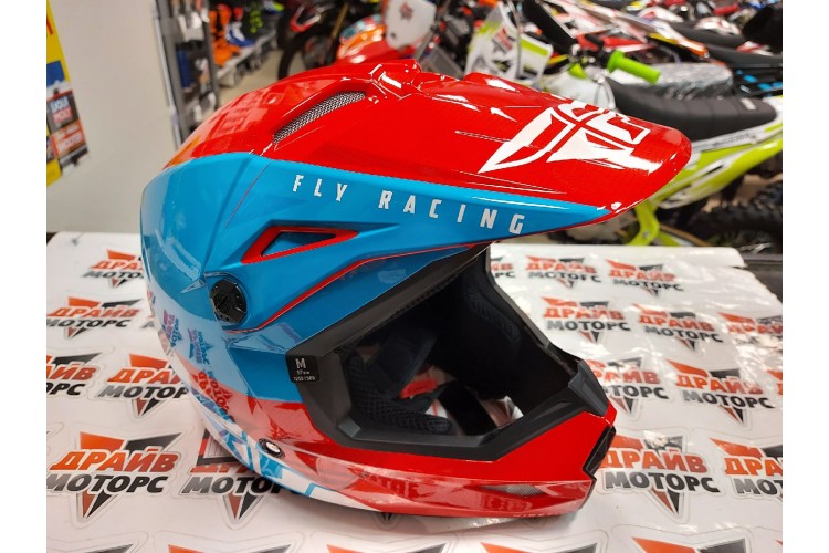 Шлем (кроссовый) FLY RACING KINETIC STRAIGHT EDGE красный/белый/синий (2021)