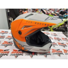 Шлем детский (кроссовый) FLY RACING KINETIC STRAIGHT EDGE оранжевый/серый матовый (2021)