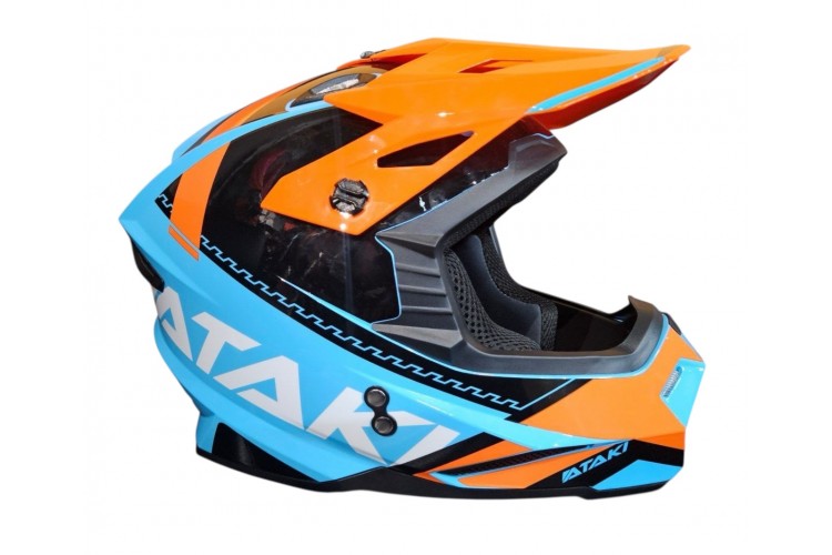 Шлем кроссовый Ataki JK801 Valor оранжевый/голубой глянцевый
