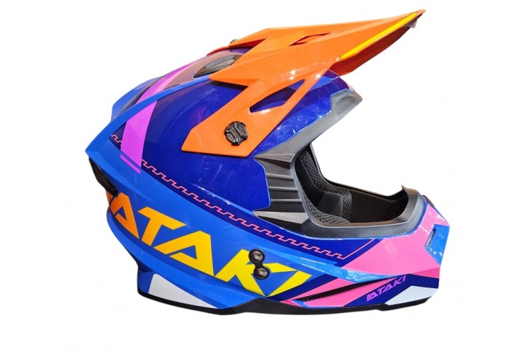 Шлем кроссовый Ataki JK801 Valor Синий/оранжевый/розовый глянцевый