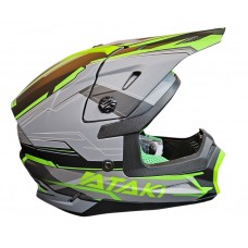 Шлем кроссовый детский ATAKI SC-18 серый/кислотно зеленый матовый