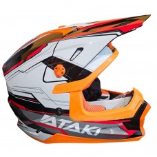 Шлем кроссовый детский ATAKI SC-18 белый/серый/красный глянцевый