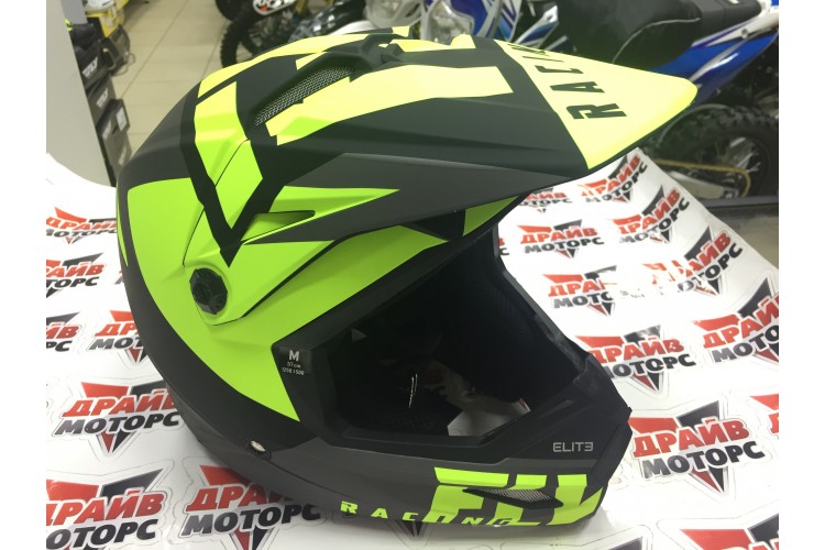 Шлем (кроссовый) FLY RACING ELITE VIGILANT черный/Hi-Vis желтый матовый  (2019)